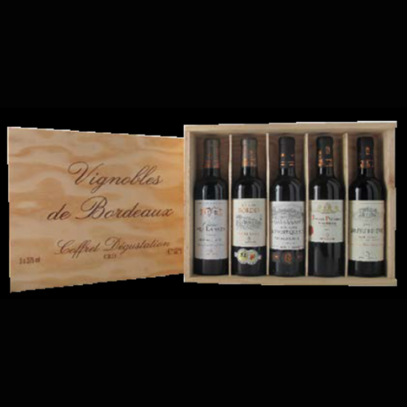 Wooden Case 5 half-bottles - 375 ml - « Tasting Box »